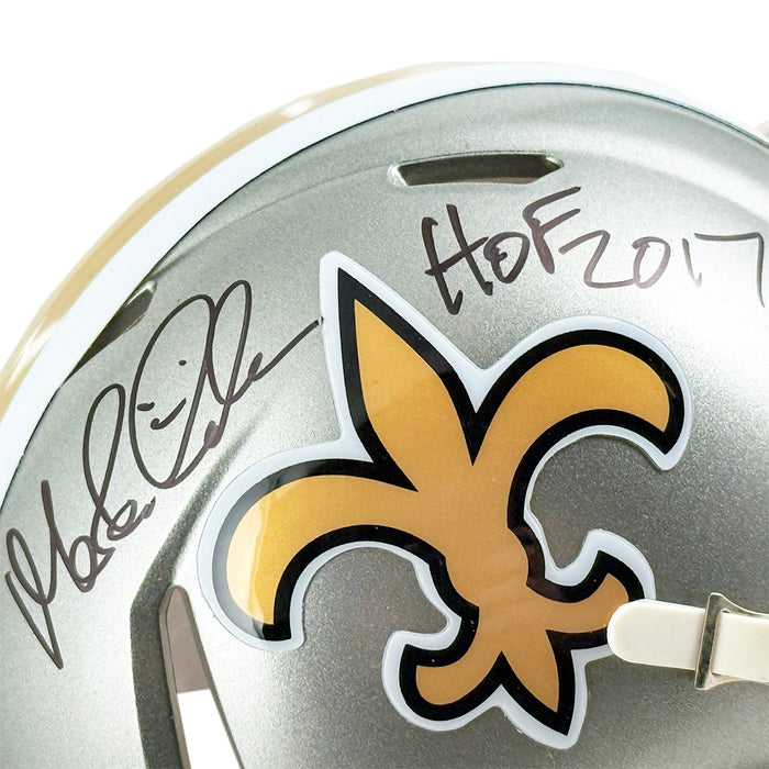Morten Andersen Signed HOF 2017 Inscription New Orleans Saints Flash Mini Football Helmet (JSA)