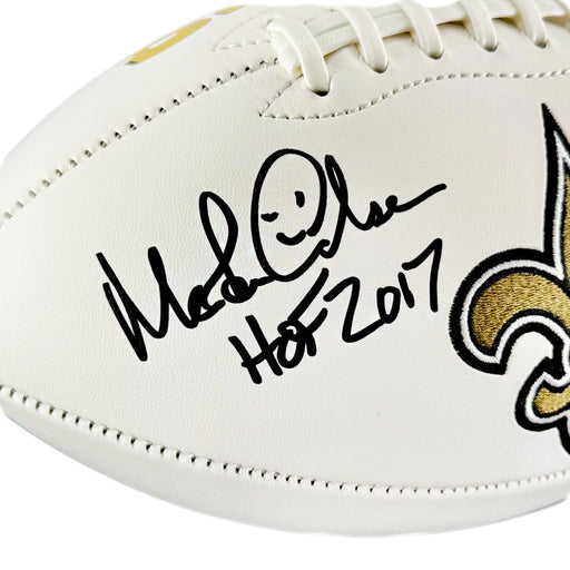 Morten Andersen Signed HOF 2017 Inscription New Orleans Saints Official NFL Team Logo Football (JSA)