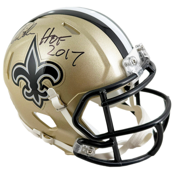 Morten Andersen Signed HOF 2017 Inscription New Orleans Saints Speed Mini Football Helmet (JSA)