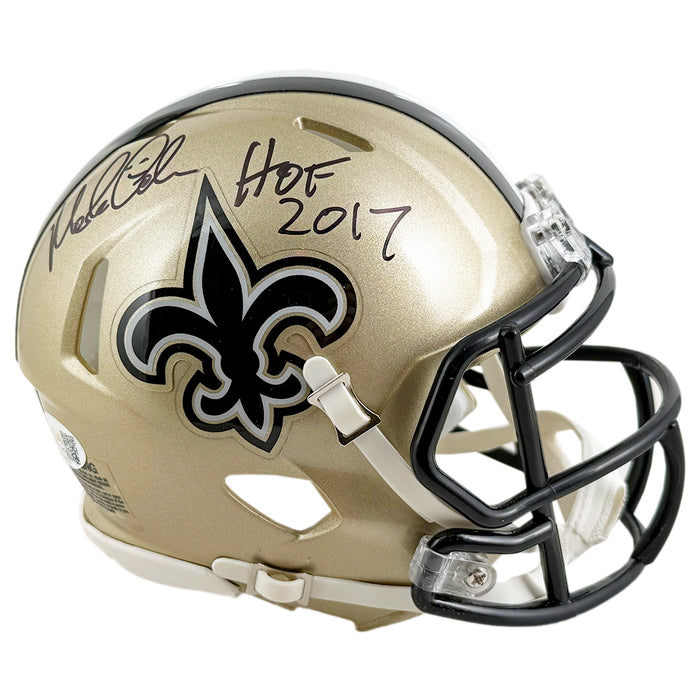 Morten Andersen Signed HOF 2017 Inscription New Orleans Saints Speed Mini Football Helmet (JSA)