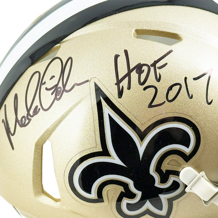 Morten Andersen Signed HOF 2017 Inscription New Orleans Saints Speed Mini Football Helmet (JSA)