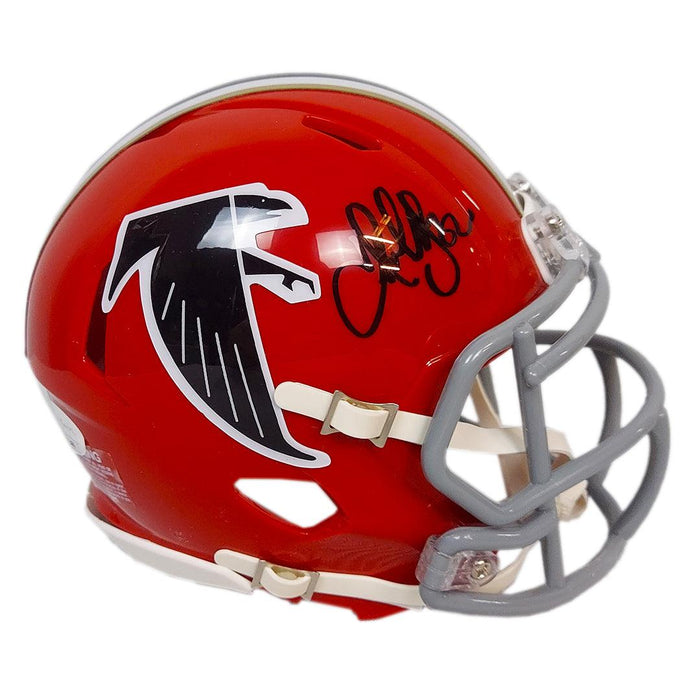 69ers football helmet Jamal Anderson Signed Atlanta Falcons Throwback 66-69 Speed Mini Football  Helmet (JSA)