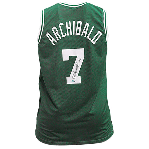 Nate Tiny Archibald Signed HOF 91 Inscription Boston Pro Style Autographed Basketball Jersey Green (Beckett)