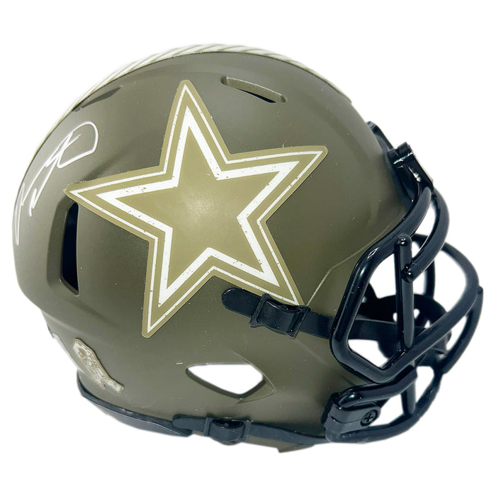 Dorance Armstrong Signed Dallas Cowboys Salute to Service Speed Mini Football Helmet (JSA)