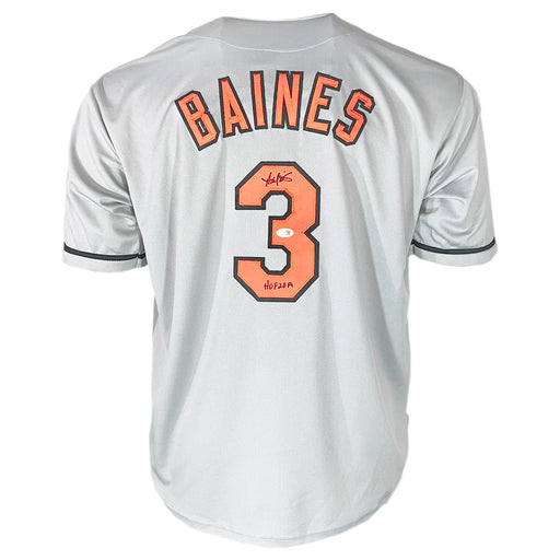 Harold Baines Signed HOF 2019 Inscription Baltimore Grey Baseball Jersey (JSA)