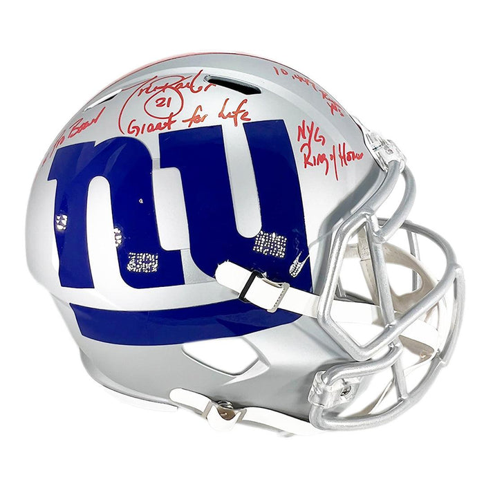 Tiki Barber Signed Multi-Inscription New York Giants AMP Speed Full-Size Replica Football Helmet (JSA) - RSA