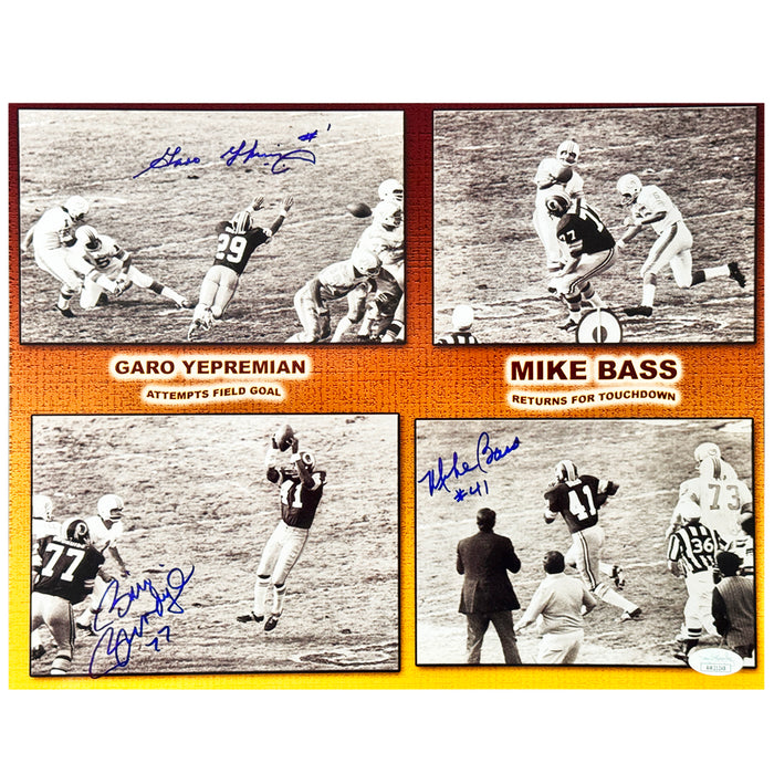 Mike Bass, Bill Brundige and Garo Yepremian Signed Triple Signature 11x14 Photo (JSA)