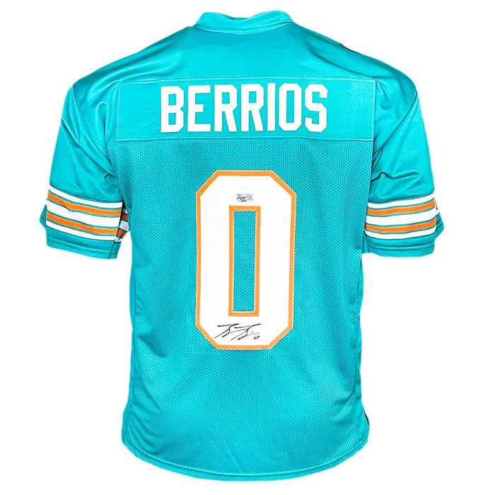 Braxton Berrios Signed Miami Blue Football Jersey (JSA) - RSA