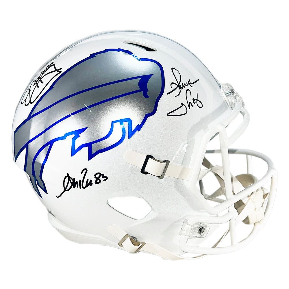 Bills Triplets Signed Buffalo Bills Rivalries Full-Size Replica Football Helmet (Beckett)