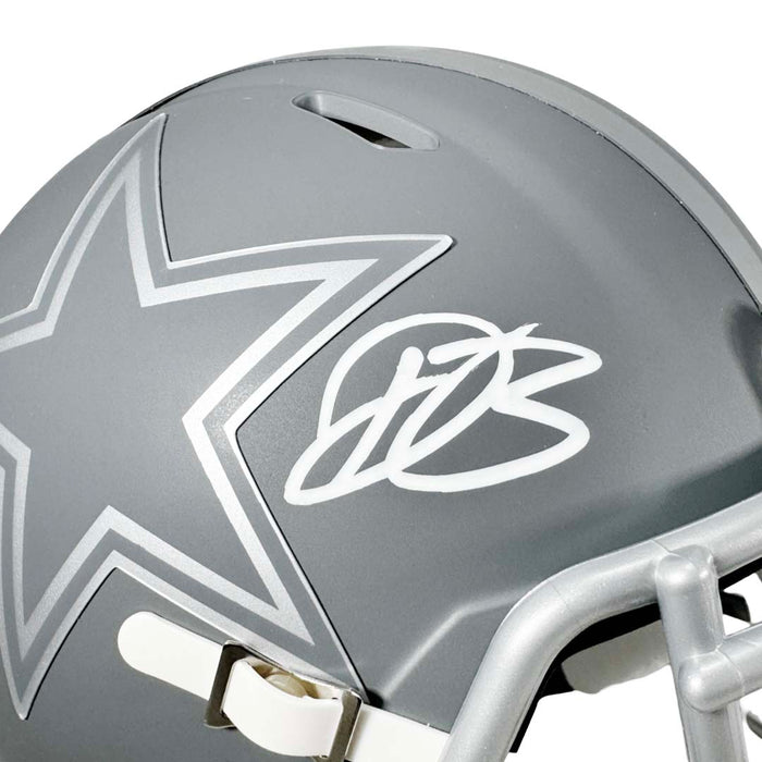 dallas cowboys leather football helmet Daron Bland Signed Dallas Cowboys Slate Alternate Speed Mini Football — RSA