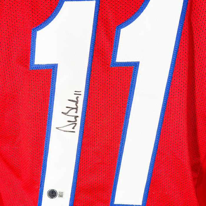 Drew Bledsoe Signed New England Red Football Jersey (JSA)