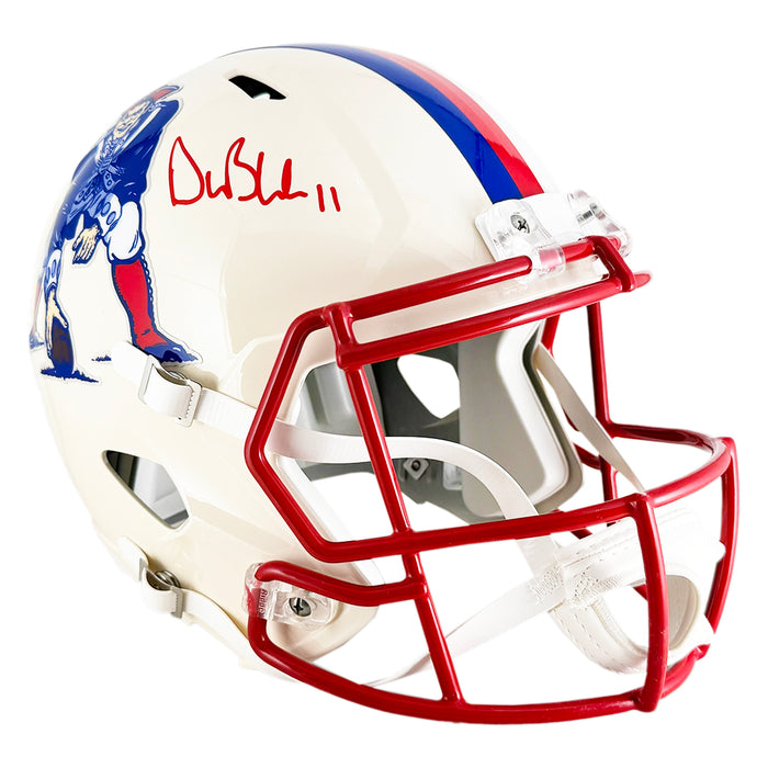 Drew Bledsoe Signed New England Patriots Retro Speed Full-Size Replica Football Helmet (JSA)