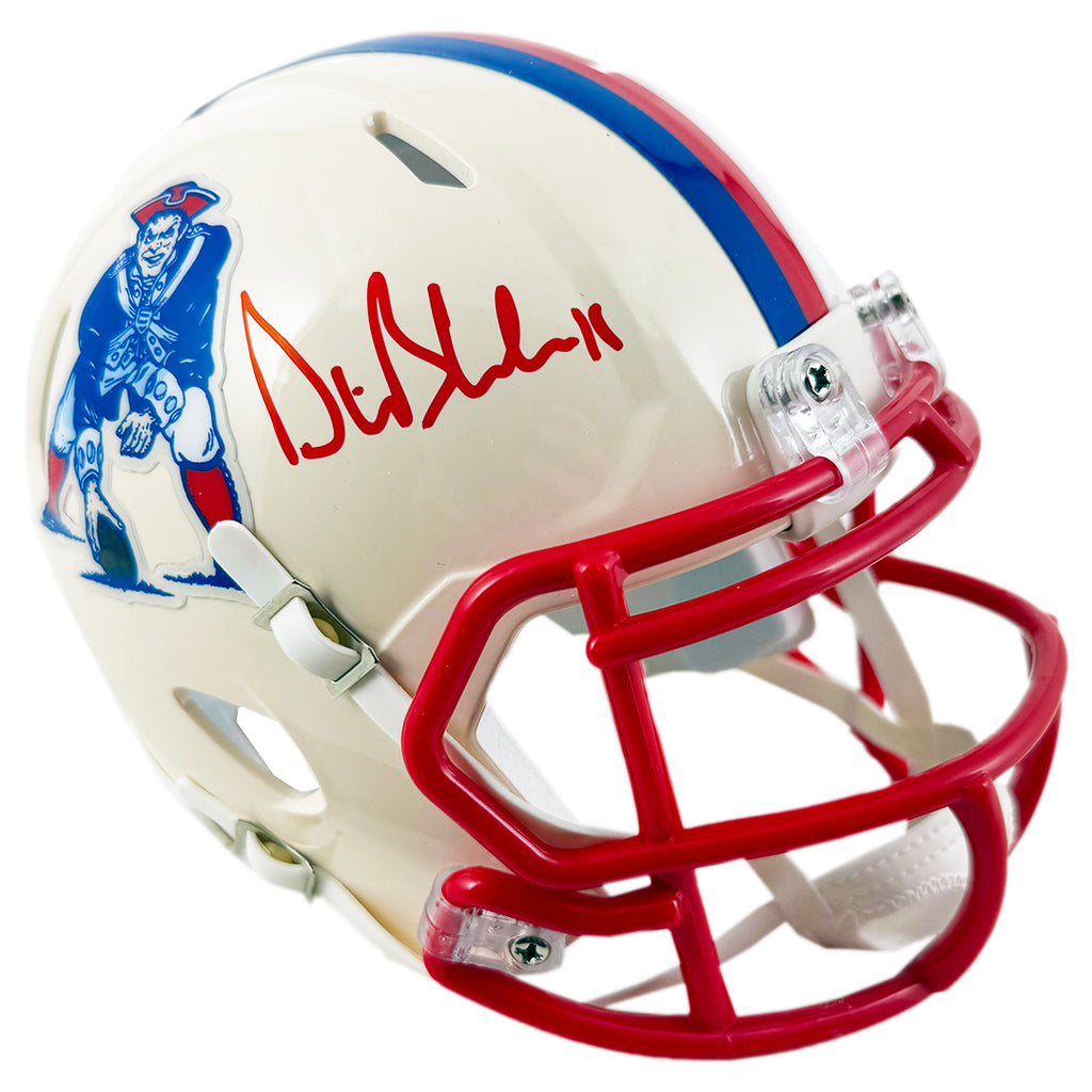 Drew Bledsoe Signed New England Patriots Retro Speed Mini Football Helmet (JSA) Drew Bledsoe Signed New England Patriots Retro Speed Mini Football Helmet (JSA)