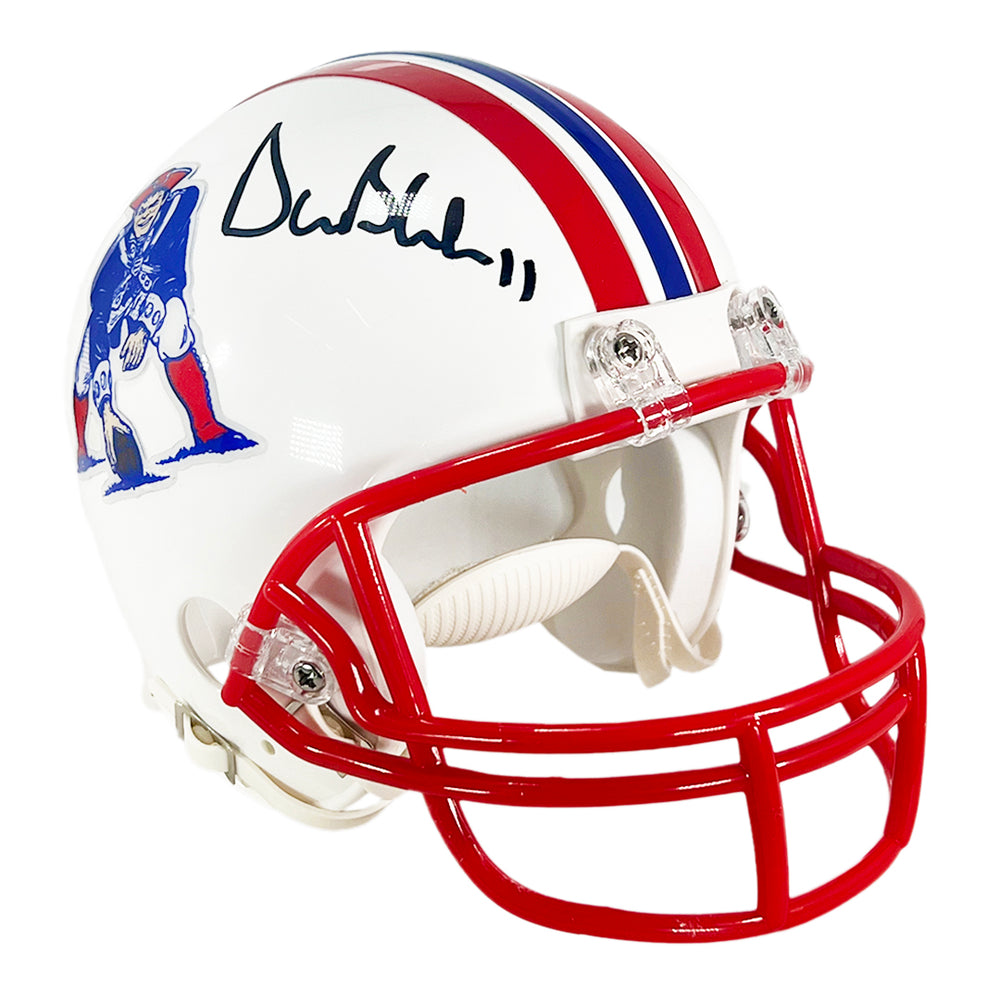 football helmet 1990 Drew Bledsoe Signed New England Patriots Throwback 1990-92 Mini Footba — RSA