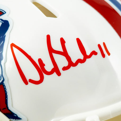 Drew Bledsoe Signed New England Patriots Throwback 82-89 Speed Mini Football Helmet (JSA)