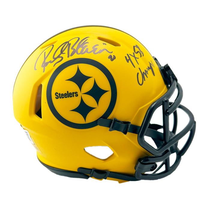 Rocky Bleier Signed 4x SB Champs Inscription Pittsburgh Steelers Rave Mini Football Helmet (Beckett)