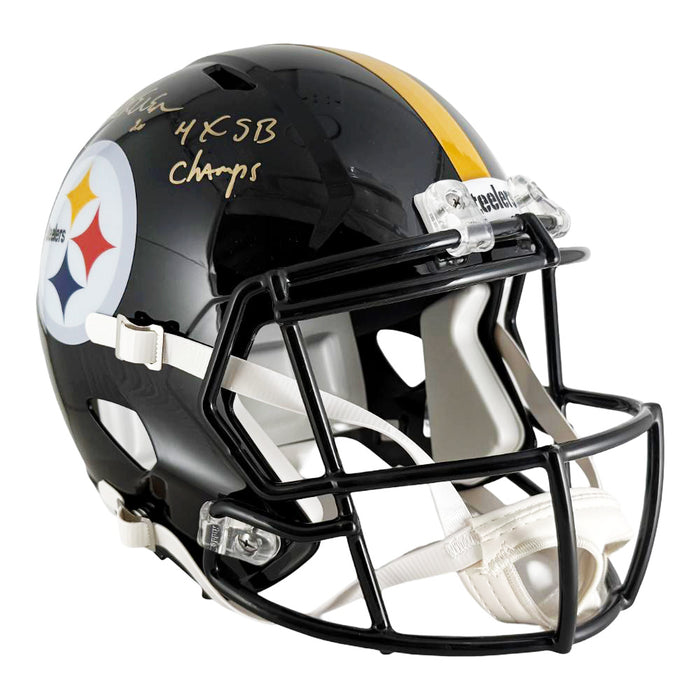 Rocky Bleier Signed 4x SB Champs Inscription Pittsburgh Steelers Speed Full-Size Replica Football Helmet (JSA)