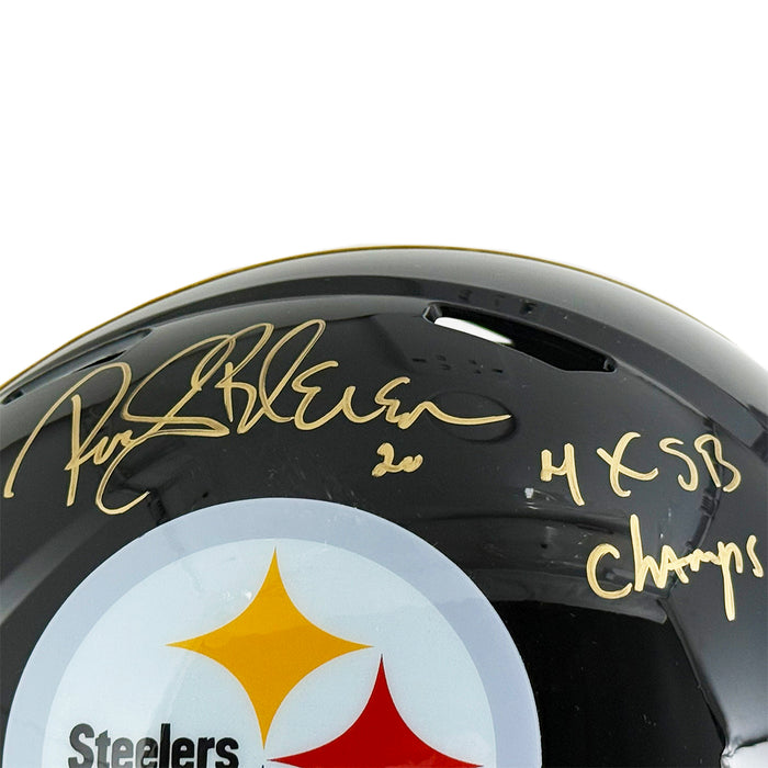 Rocky Bleier Signed 4x SB Champs Inscription Pittsburgh Steelers Speed Full-Size Replica Football Helmet (JSA)