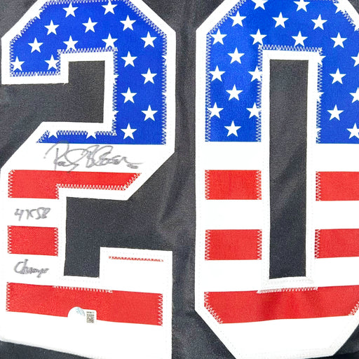 Rocky Bleier Signed 4x SB Champs Inscription Pittsburgh American Flag Football Jersey (Beckett)