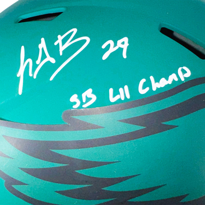 LeGarrette Blount Signed SB LII Champ Inscription Philadelphia Eagles Rave Full-Size Replica Football Helmet (JSA)