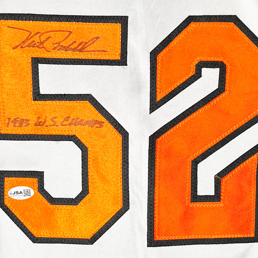 Mike Boddicker Signed 1983 WS Champs Inscription Baltimore Grey Baseball Jersey (JSA)