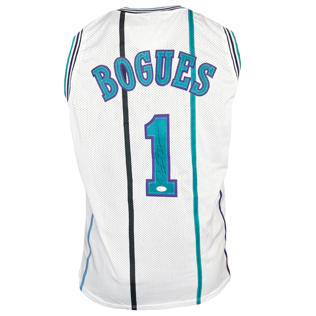 Muggsy Bogues Signed Charlotte White Pinstripe Basketball Jersey