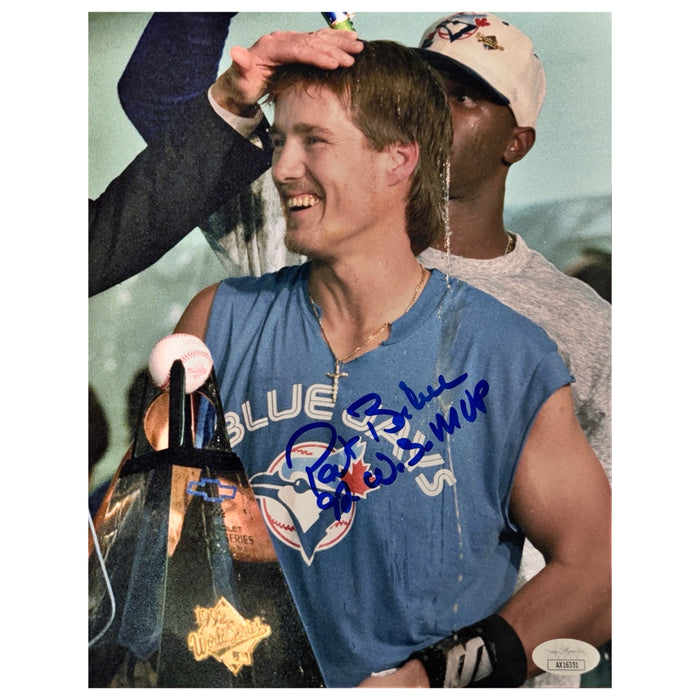 Pat Borders Signed 92 WS MVP Inscription Toronto Pose 2 Baseball 8x10 Photo (JSA)