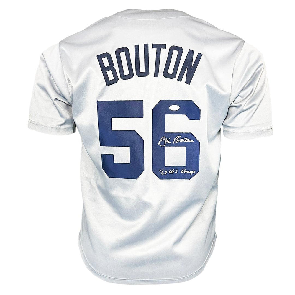 Jim Bouton Signed 62 WS Champs Inscription New York Grey Baseball Jersey (JSA) - RSA