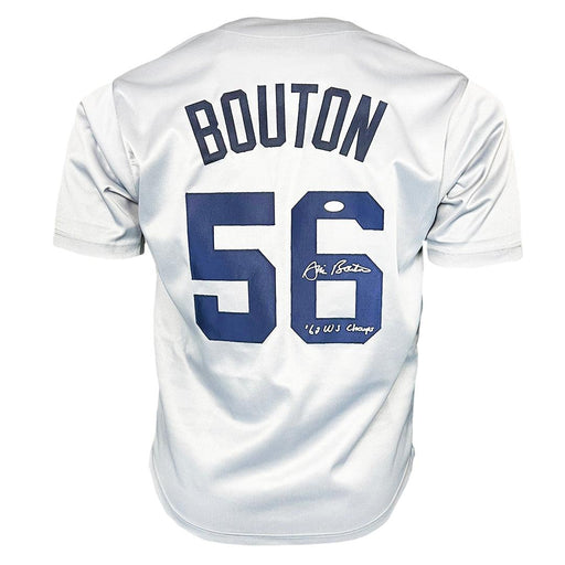 Jim Bouton Signed 62 WS Champs Inscription New York Grey Baseball Jersey (JSA) - RSA