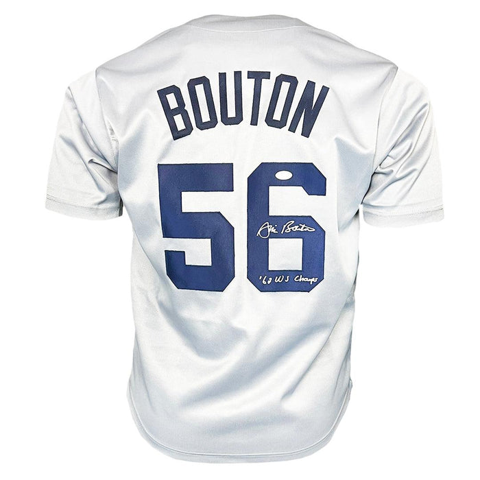 Jim Bouton Signed 62 WS Champs Inscription New York Grey Baseball Jersey (JSA) - RSA