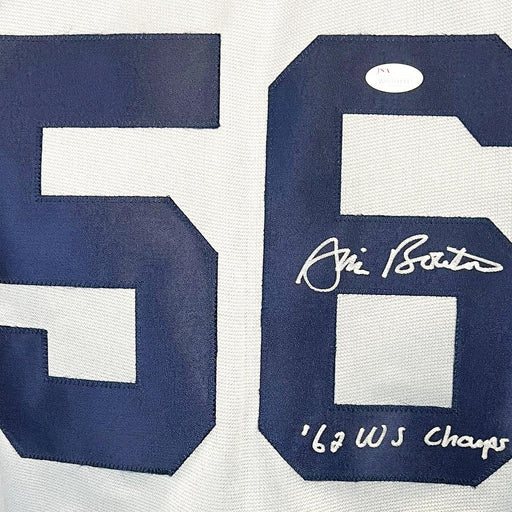 Jim Bouton Signed 62 WS Champs Inscription New York Grey Baseball Jersey (JSA) - RSA