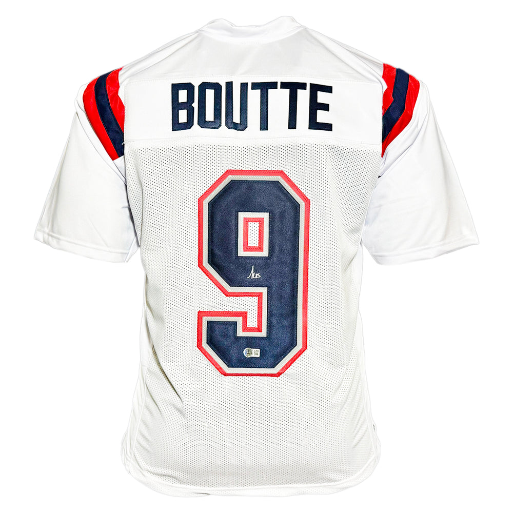 Kayshon Boutte Signed New England White Football Jersey (Beckett)