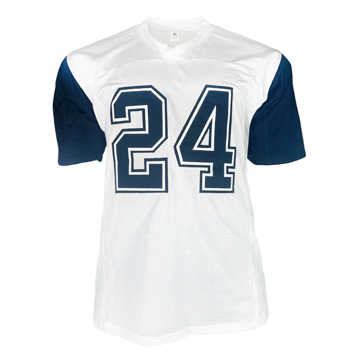 Larry Brown Signed SB XXX MVP Inscription Dallas Alternate White Football Jersey (JSA)