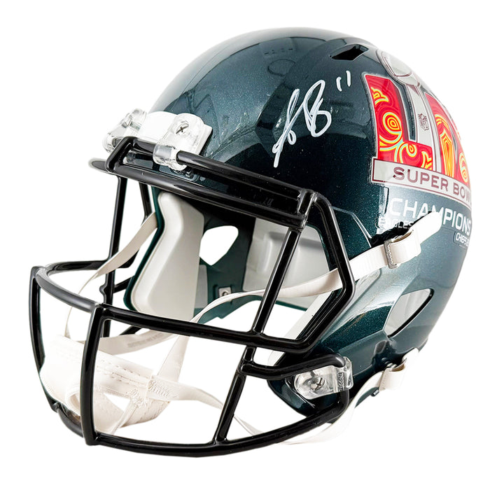 AJ Brown Signed Super Bowl LIX Philadelphia Eagles Speed Full-Size Replica Football Helmet (Beckett)