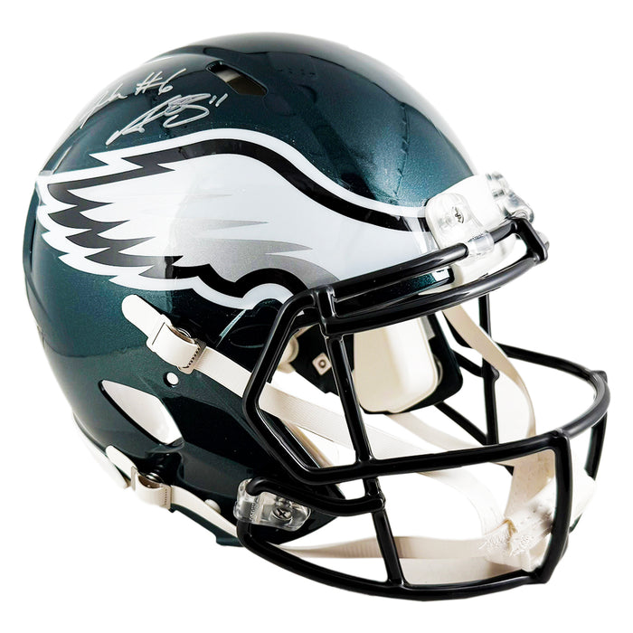 AJ Brown DeVonta Smith Signed Super Bowl LIX Philadelphia Eagles Authentic Speed Full-Size Football Helmet (Fanatics/Beckett)