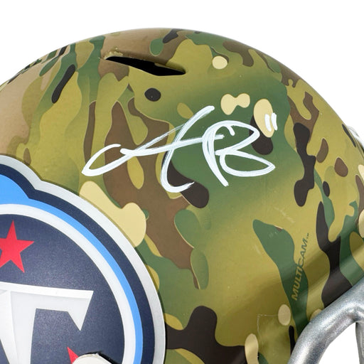 AJ Brown Signed Tennessee Titans Camo Speed Full-Size Replica Football Helmet (Beckett)