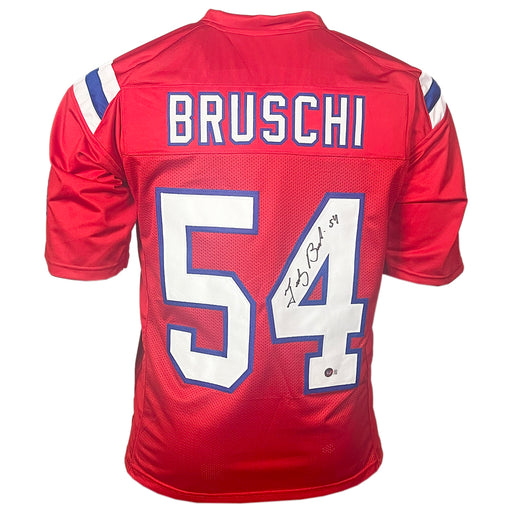 Tedy Bruschi Signed New England Red Football Jersey (Beckett)