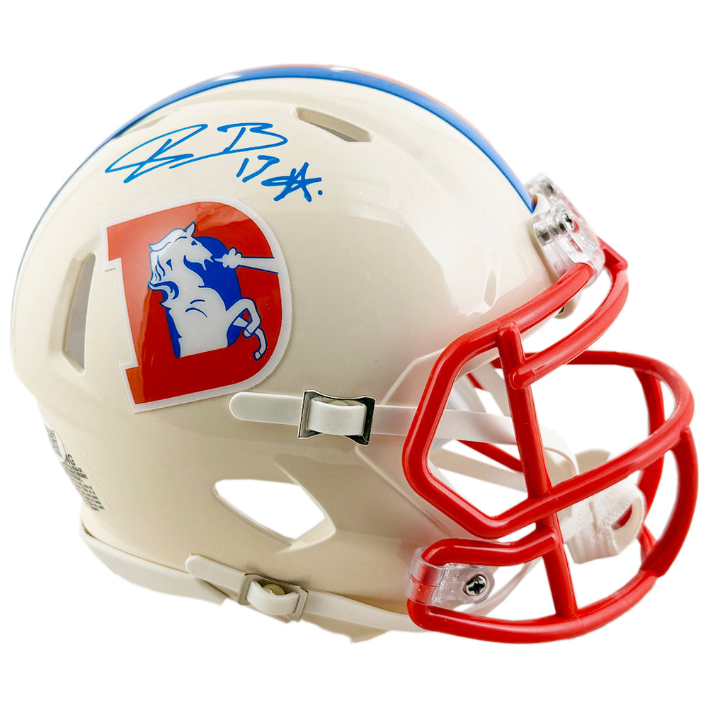 Pat Bryant Signed Denver Broncos Retro Speed Mini Football Helmet (JSA)