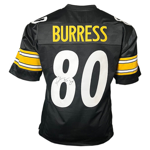 Plaxico Burress Signed Pittsburgh Black Football Jersey (JSA)