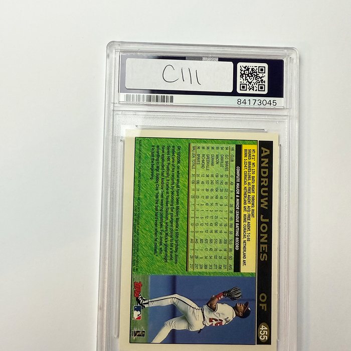 Andruw Jones Signed 1997 Topps #455 PSA Auto Authentic