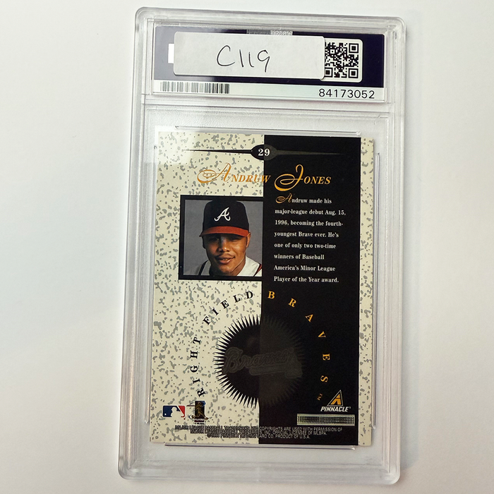 Andruw Jones Signed 1998 Pinnacle Mint #29 PSA Auto Authentic