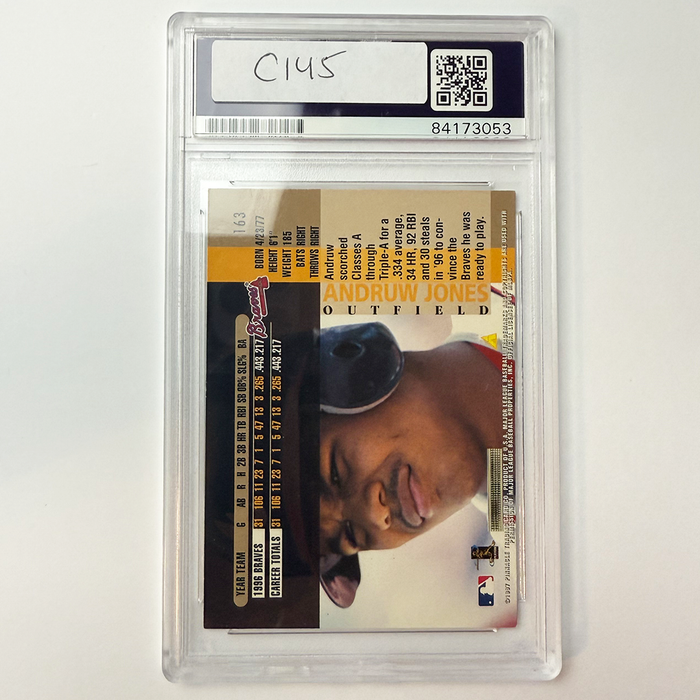 Andruw Jones Signed 1997 Pinnacle #163 PSA Auto Authentic