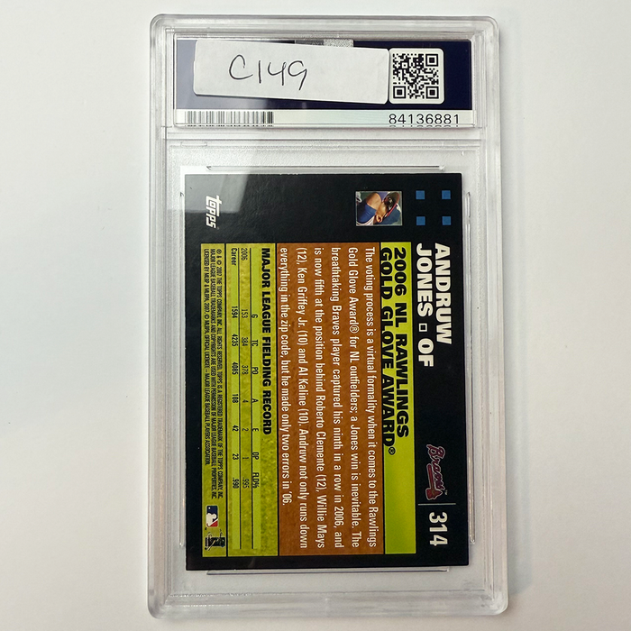 Andruw Jones Signed 2007 Topps #314 PSA Auto Authentic