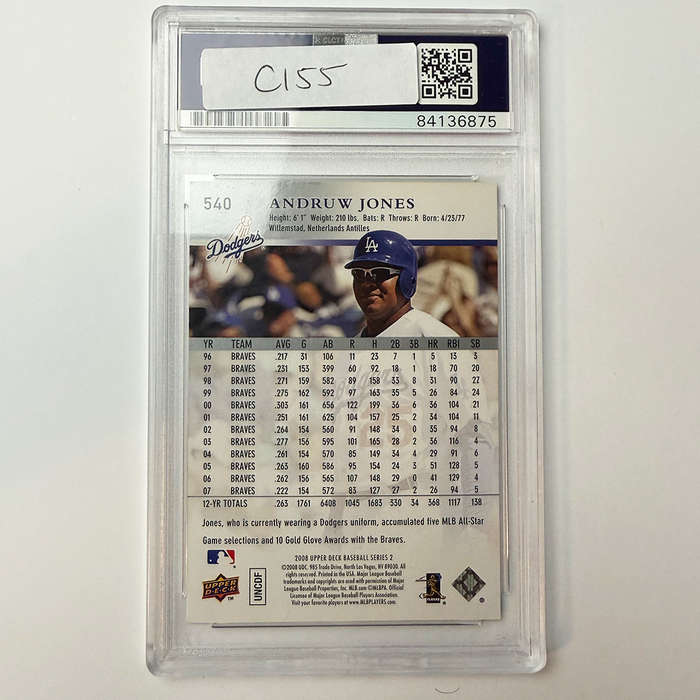 Andruw Jones Signed 2008 UpperDeck #540 PSA Auto Authentic