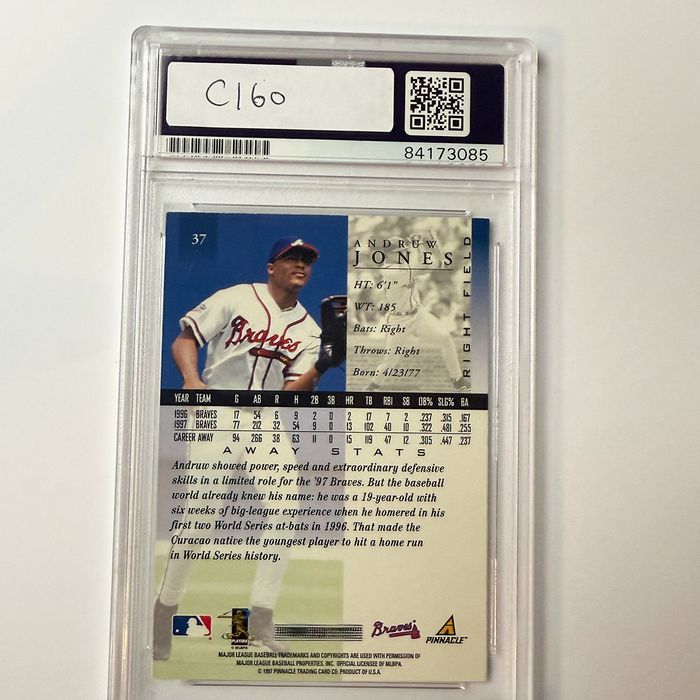 Andruw Jones Signed 1998 Pinnacle #37 PSA Auto Authentic