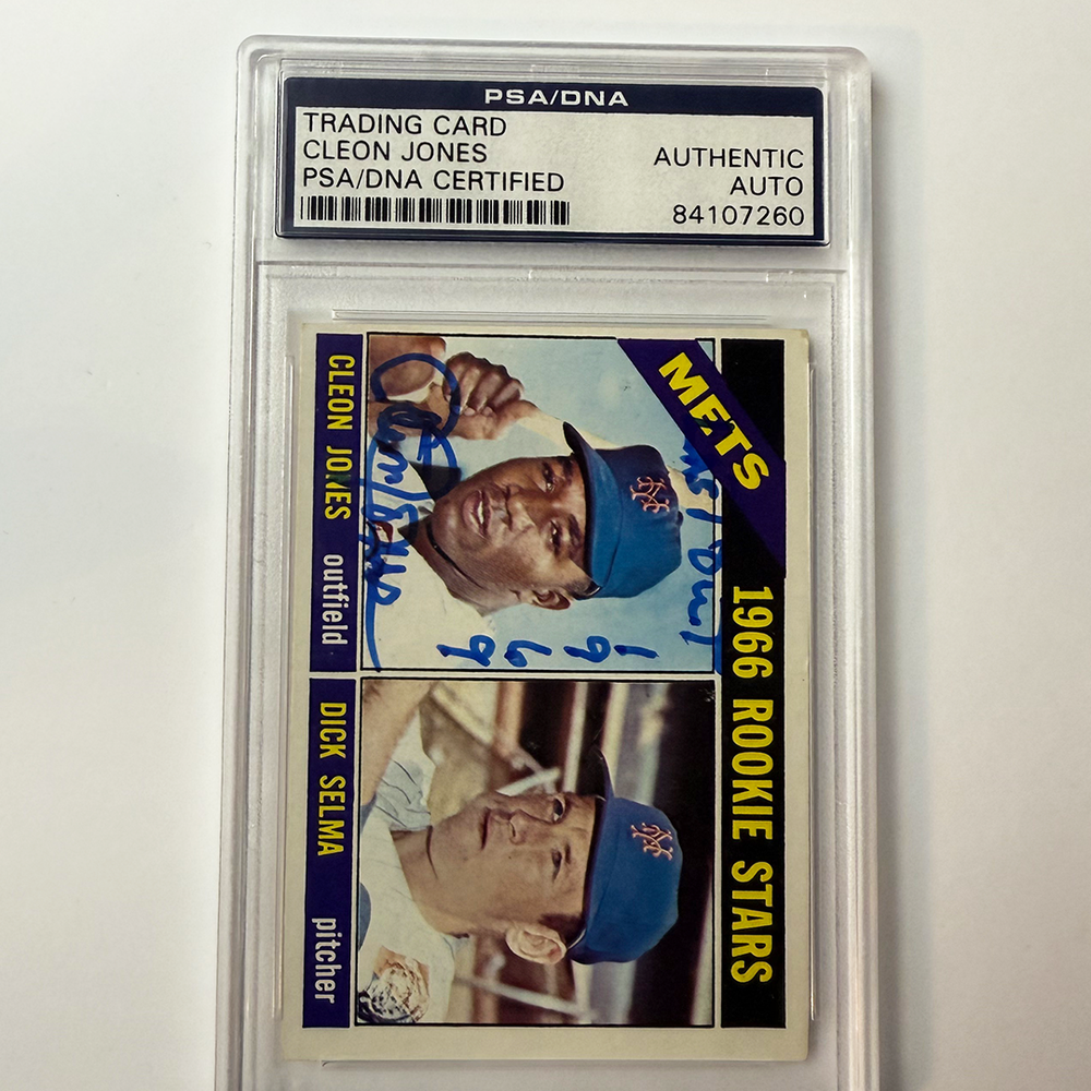 Cleon Jones Signed 1966 Topps Rookie #67 Last Out 1969 PSA Auto Authentic
