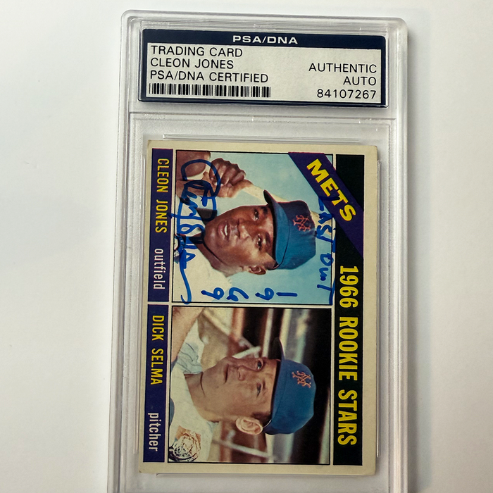 Cleon Jones Signed 1966 Topps Rookie #67 Last Out 1969 PSA Auto Authentic