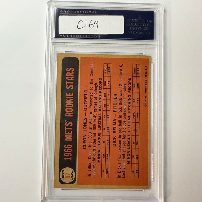 Cleon Jones Signed 1966 Topps Rookie #67 Last Out 1969 PSA Auto Authentic