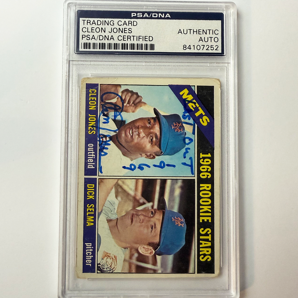 Cleon Jones Signed 1966 Topps Rookie #67 Last Out 1969 PSA Auto Authentic