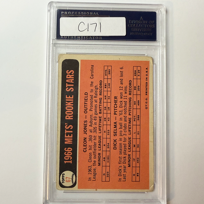 Cleon Jones Signed 1966 Topps Rookie #67 Last Out 1969 PSA Auto Authentic